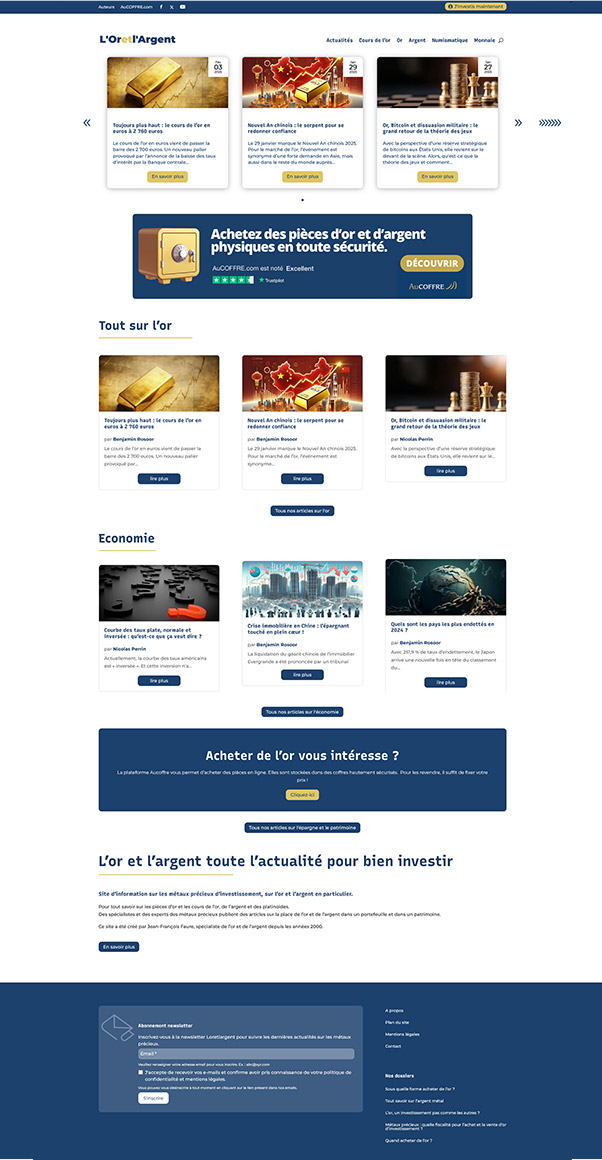 Page d'accueil du blog l'or et l'argent